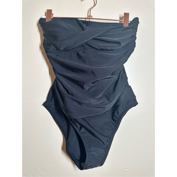 Kona Sol Black Cross Front Strapless Swimsuit Size Small New - Picture 2 of 4
